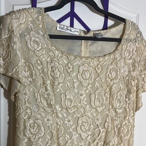 Scala Ivory Floral Lace Gown